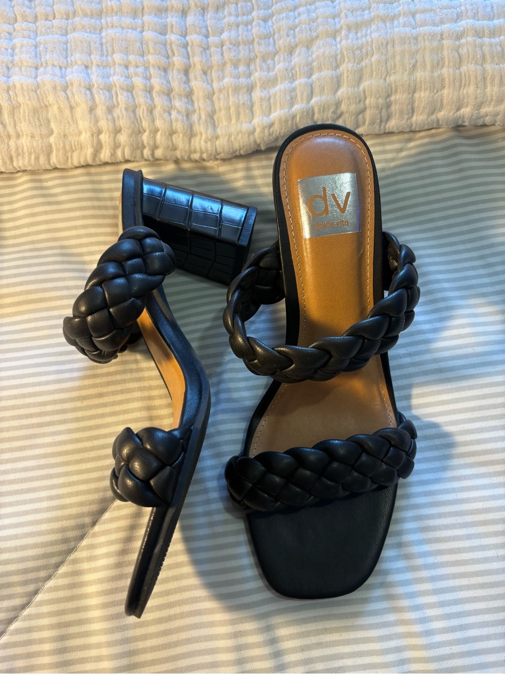 DV by Dolce Vita Black Braided Slide Heels